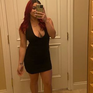 Black halter top dress